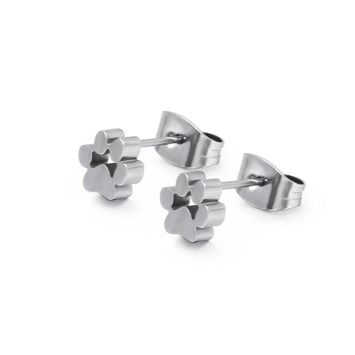 Stainless Steel Cute Paw Stub Earrings - kalen