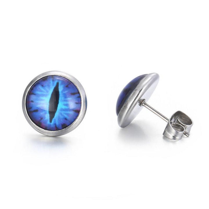 Stainless Steel Enamel Evil Eye Round Stub Earrings - kalen