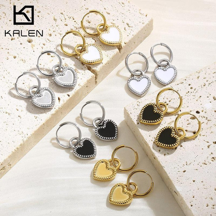 Stainless Steel Heart Hoop Earrings - kalen