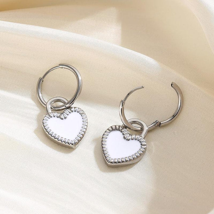 Stainless Steel Heart Hoop Earrings - kalen