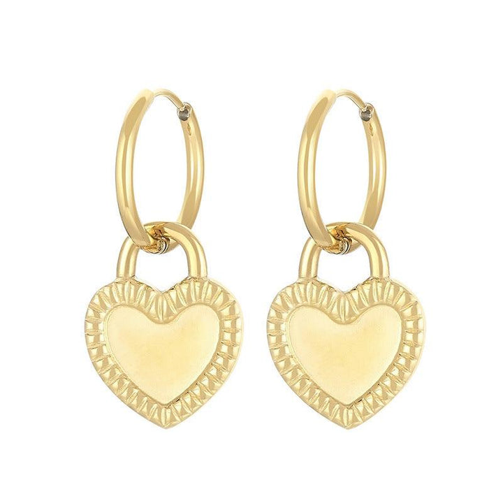 Stainless Steel Heart Hoop Earrings - kalen