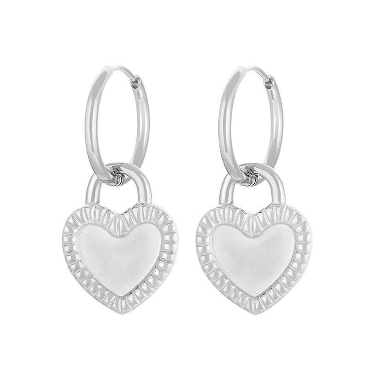 Stainless Steel Heart Hoop Earrings - kalen