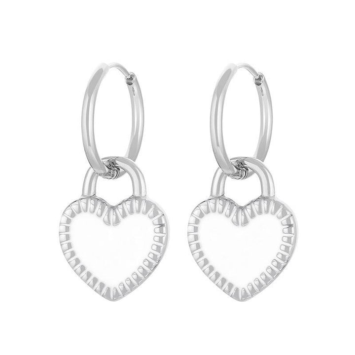 Stainless Steel Heart Hoop Earrings - kalen