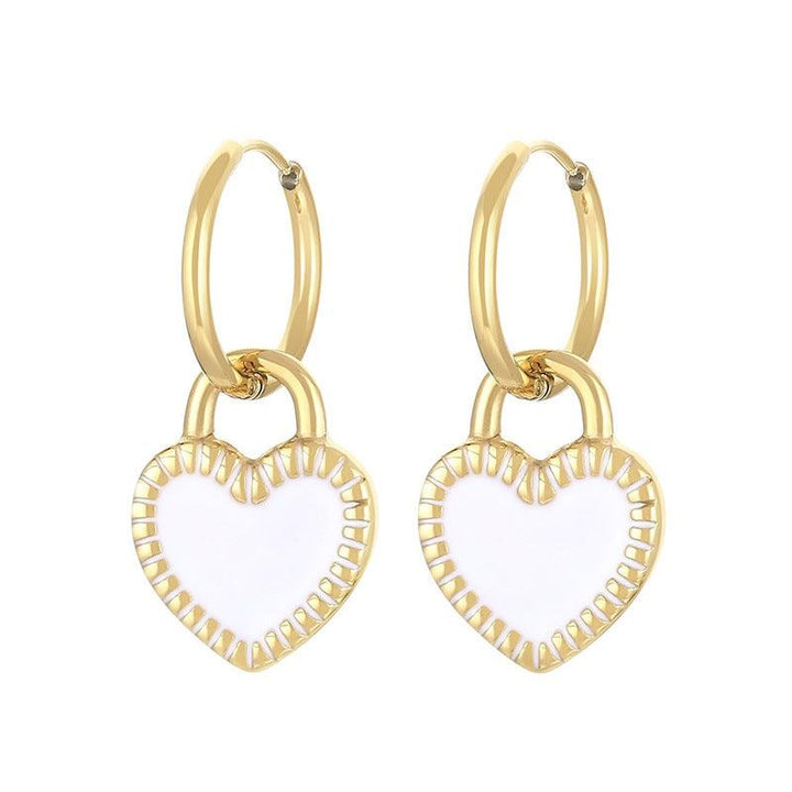 Stainless Steel Heart Hoop Earrings - kalen