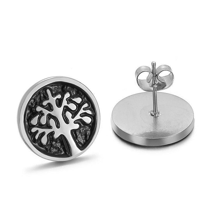 Stainless Steel Enamel Round Stub Earrings - kalen