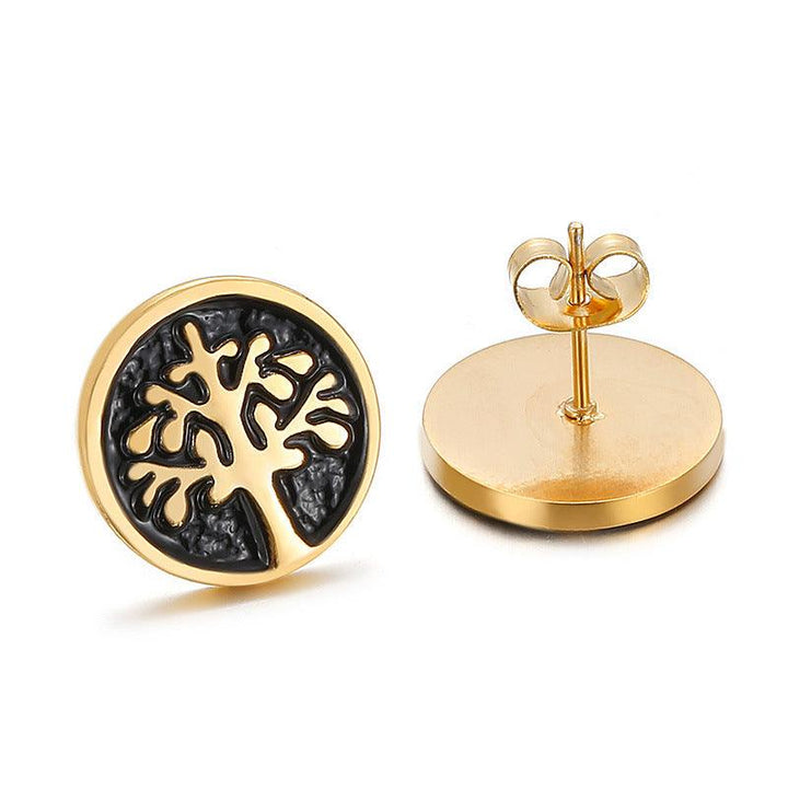 Stainless Steel Enamel Round Stub Earrings - kalen