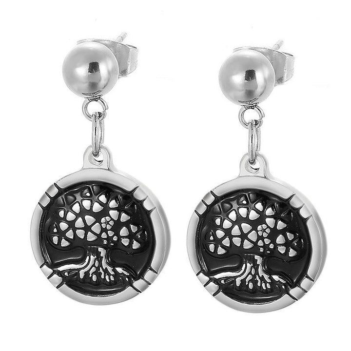 Stainless Steel Enamel Round Stub Earrings - kalen