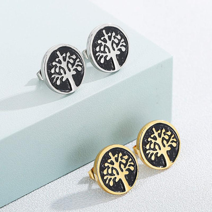 Stainless Steel Enamel Round Stub Earrings - kalen