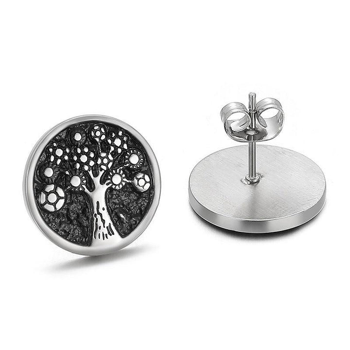 Stainless Steel Enamel Round Stub Earrings - kalen