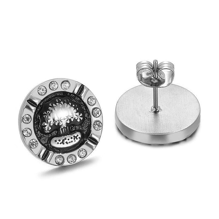 Stainless Steel Enamel Round Stub Earrings - kalen