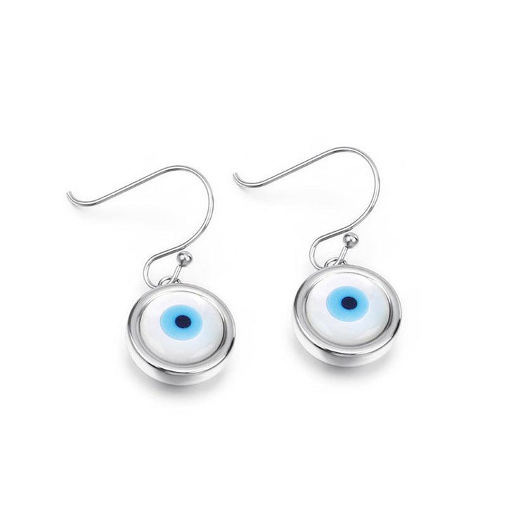 Stainless Steel Evil Eye Round Drop Earrings - kalen