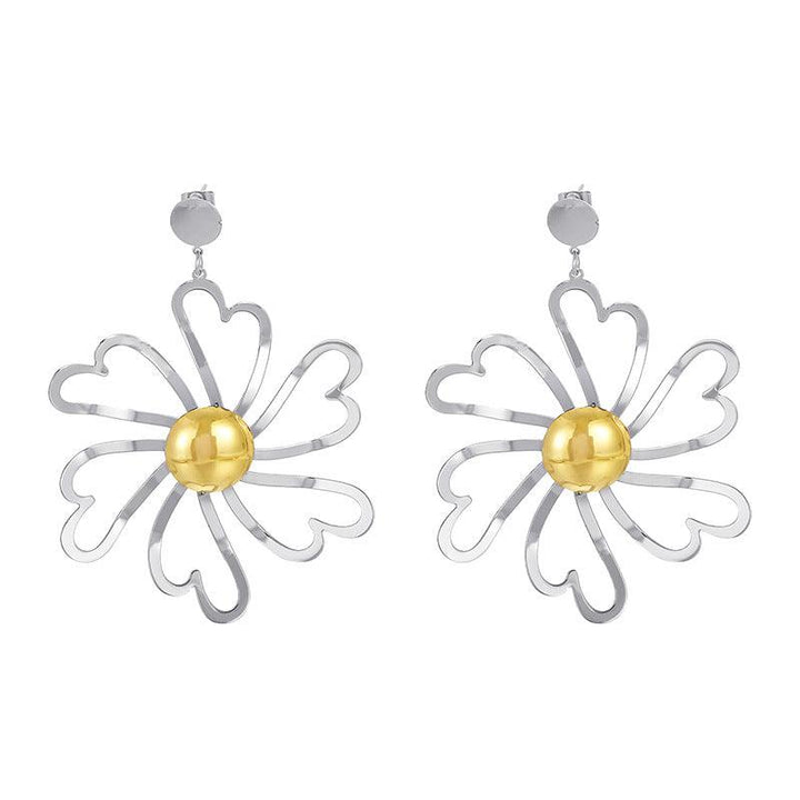 Stainless Steel Flower Drop Earrings - kalen