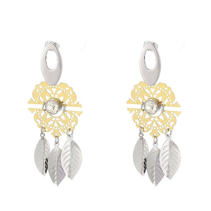 Stainless Steel Flower Drop Earrings - kalen