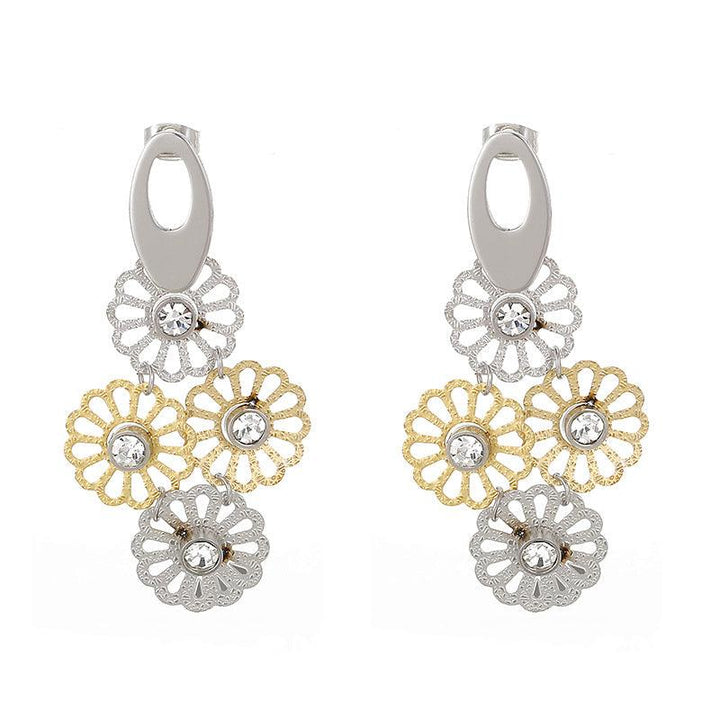 Stainless Steel Flower Drop Earrings - kalen