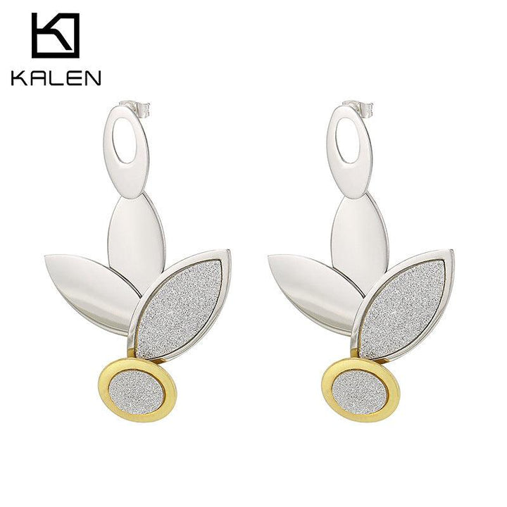 Stainless Steel Flower Drop Earrings - kalen