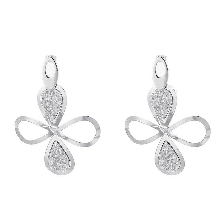 Stainless Steel Flower Drop Earrings - kalen