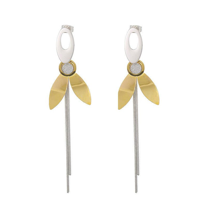 Stainless Steel Flower Drop Earrings - kalen