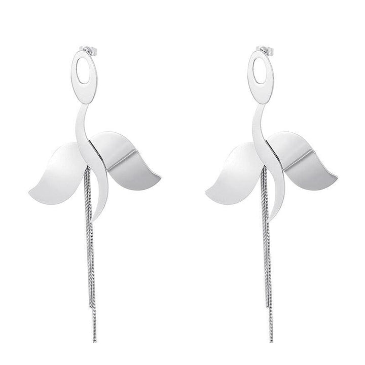 Stainless Steel Flower Drop Earrings - kalen