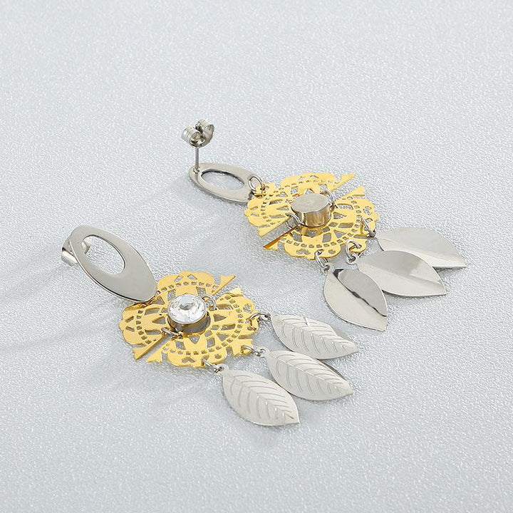 Stainless Steel Flower Drop Earrings - kalen