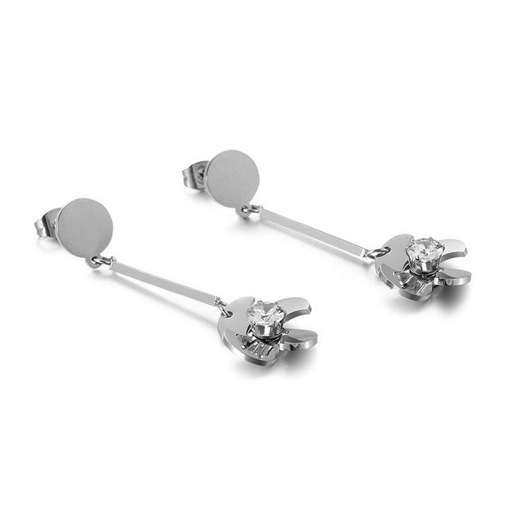 Stainless Steel Flower Drop Earrings - kalen