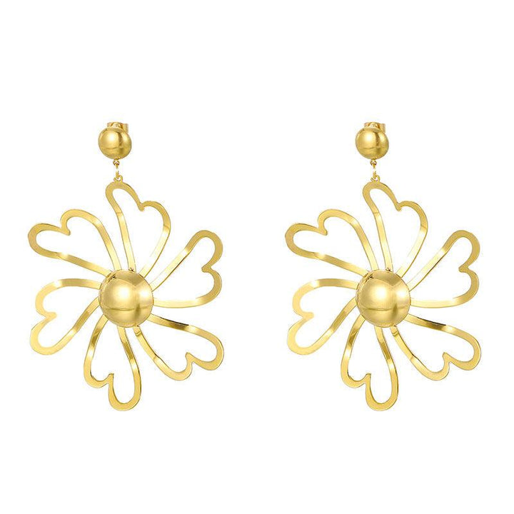 Stainless Steel Flower Drop Earrings - kalen