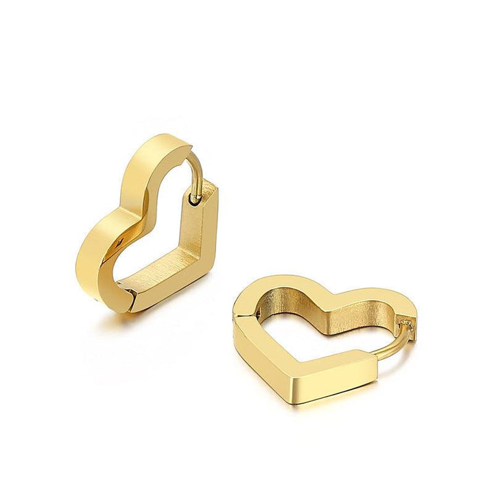 Stainless Steel Geometric Heart Hoop Earrings - kalen