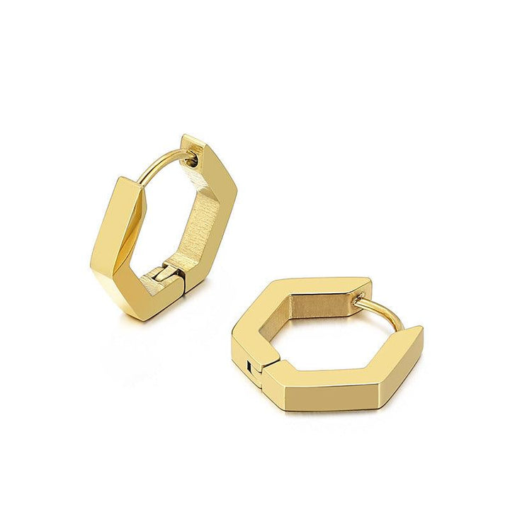 Stainless Steel Geometric Hexagon Hinged Hoop Earrings - kalen