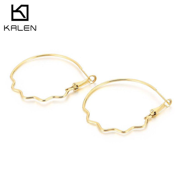 Stainless Steel Geometric Hoop Earrings - kalen