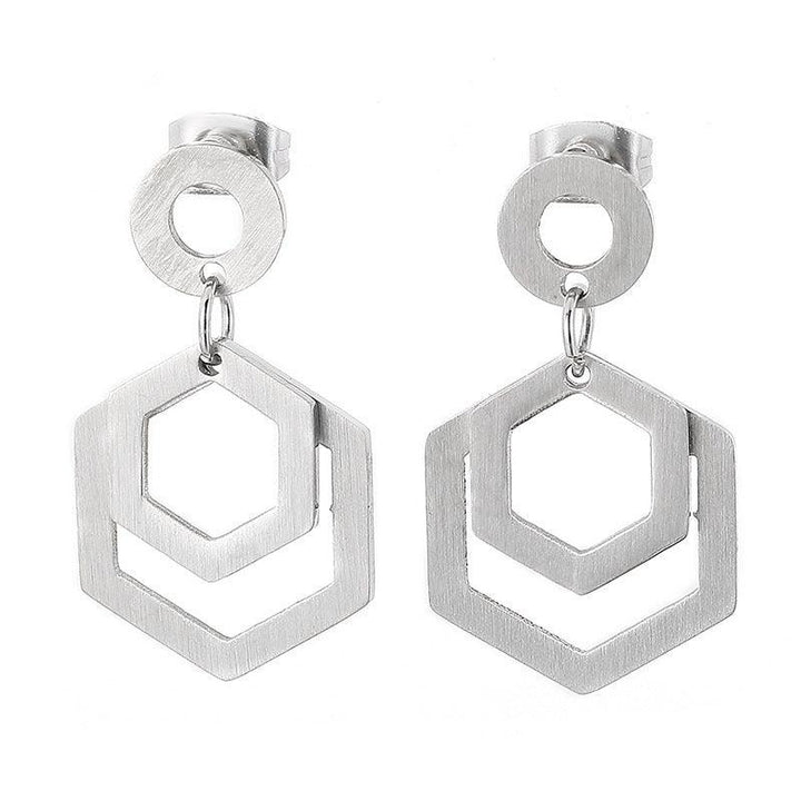 Stainless Steel Geometric Pyramid Stub Earrings - kalen