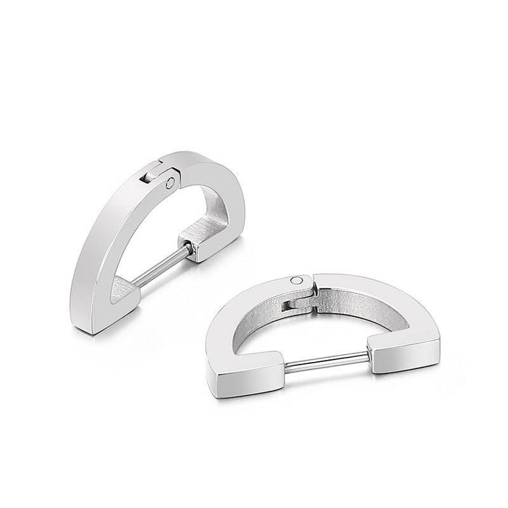 Stainless Steel Geometric Semicircle Hinged Hoop Earrings - kalen