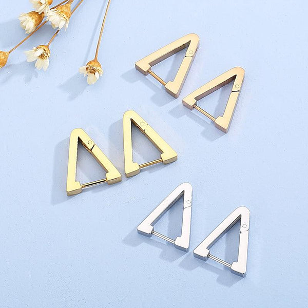 Stainless Steel Geometric Triangle Hinged Hoop Earrings - kalen