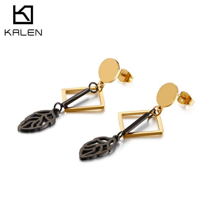 Stainless Steel Geometry Tassel Drop Earrings - kalen