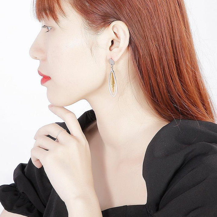 Stainless Steel Geometry Tassel Drop Earrings - kalen