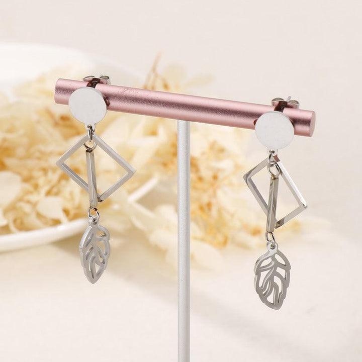 Stainless Steel Geometry Tassel Drop Earrings - kalen