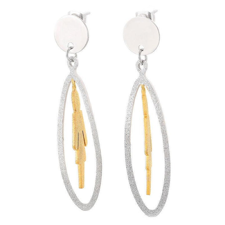 Stainless Steel Geometry Tassel Drop Earrings - kalen