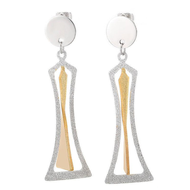 Stainless Steel Geometry Tassel Drop Earrings - kalen