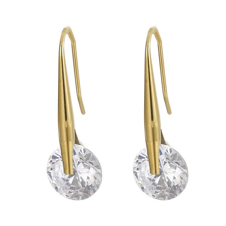 Stainless Steel Glass Drop Earrings - kalen