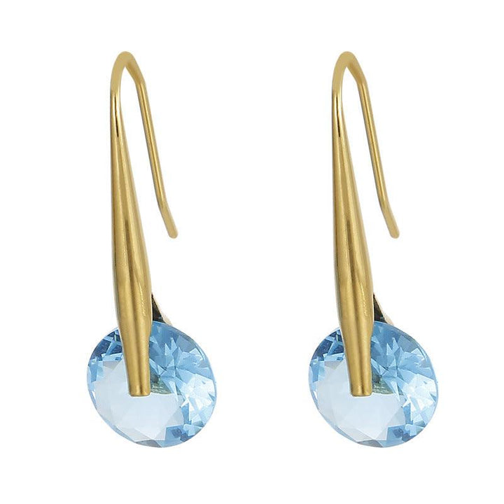 Stainless Steel Glass Drop Earrings - kalen