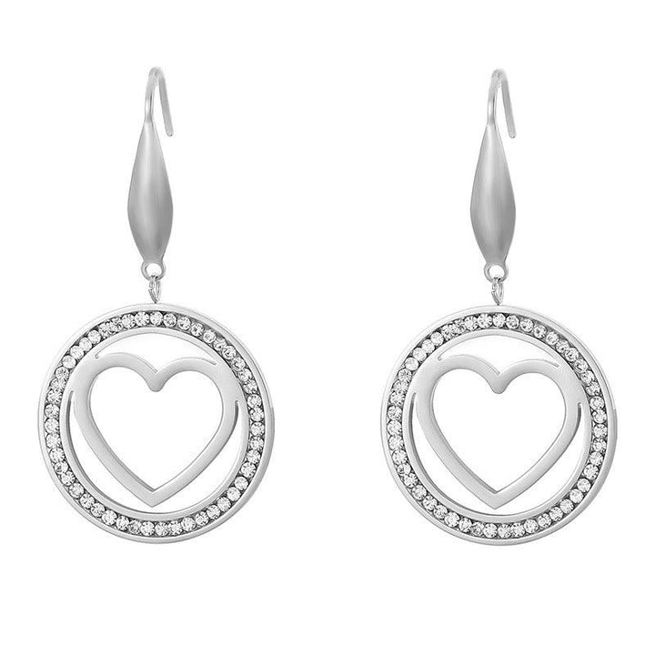 Stainless Steel Heart Cute Girl Drop Earrings - kalen