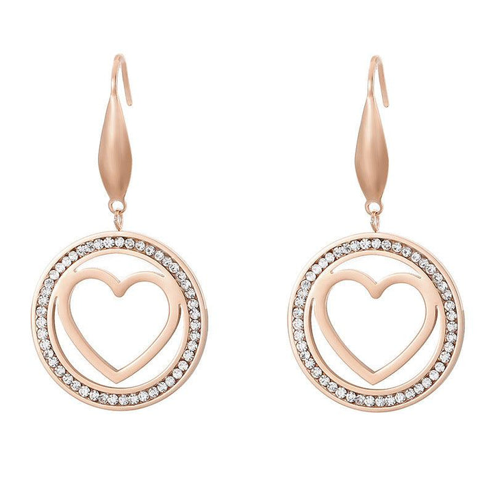 Stainless Steel Heart Cute Girl Drop Earrings - kalen