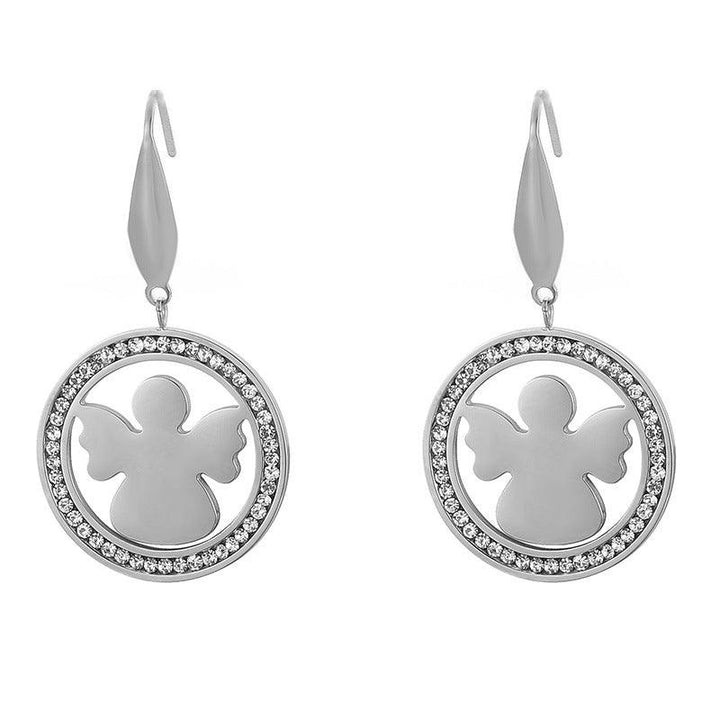 Stainless Steel Heart Cute Girl Drop Earrings - kalen