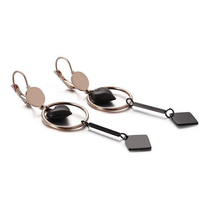 Stainless Steel Heart Drop Earrings - kalen