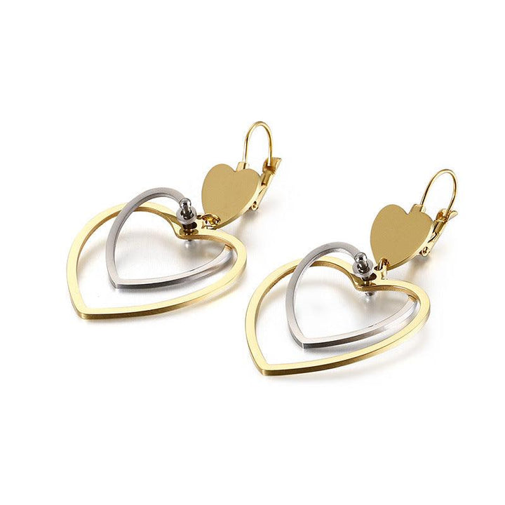 Stainless Steel Heart Drop Earrings - kalen