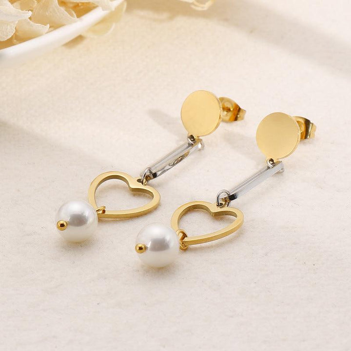 Stainless Steel Heart Drop Earrings - kalen