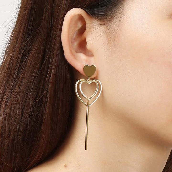 Stainless Steel Heart Drop Earrings - kalen