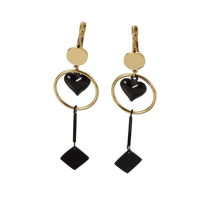 Stainless Steel Heart Drop Earrings - kalen