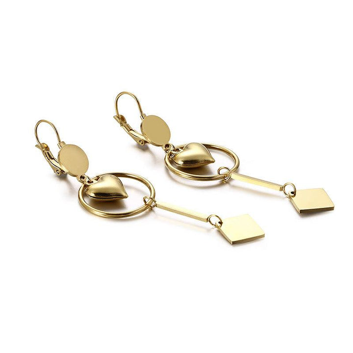 Stainless Steel Heart Drop Earrings - kalen