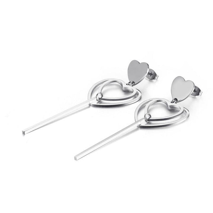 Stainless Steel Heart Drop Earrings - kalen