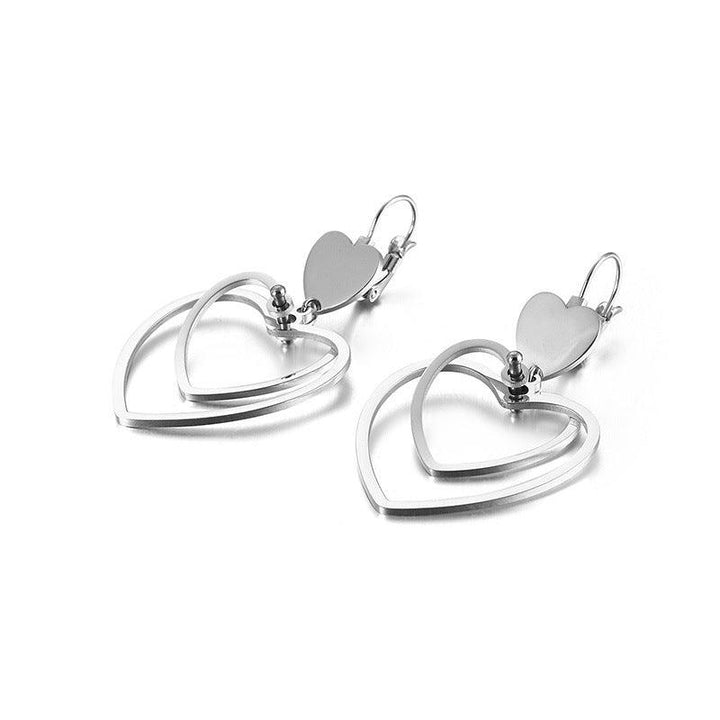 Stainless Steel Heart Drop Earrings - kalen