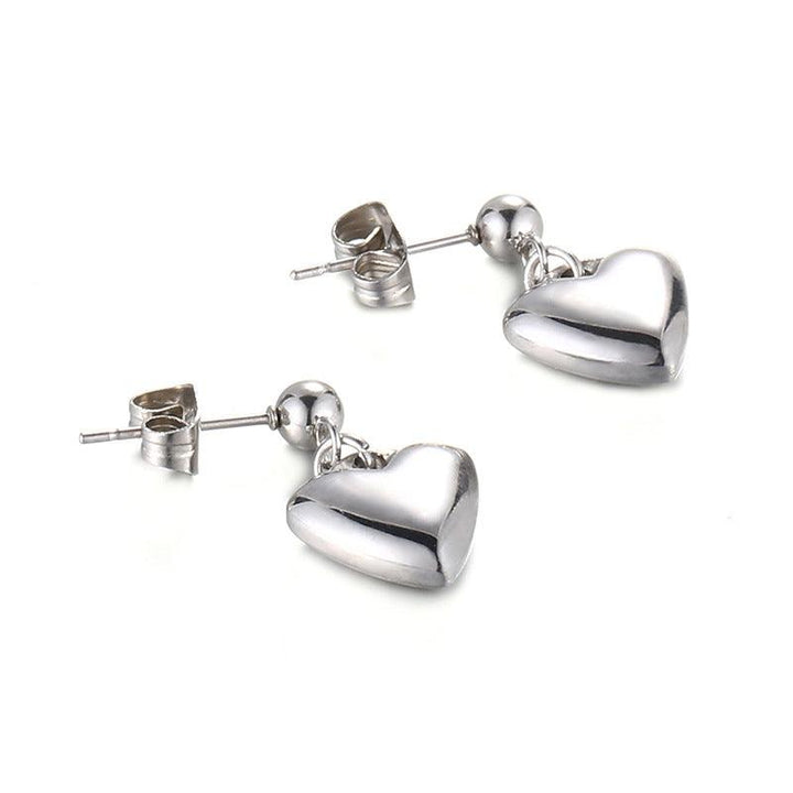 Stainless Steel Heart Drop Earrings - kalen